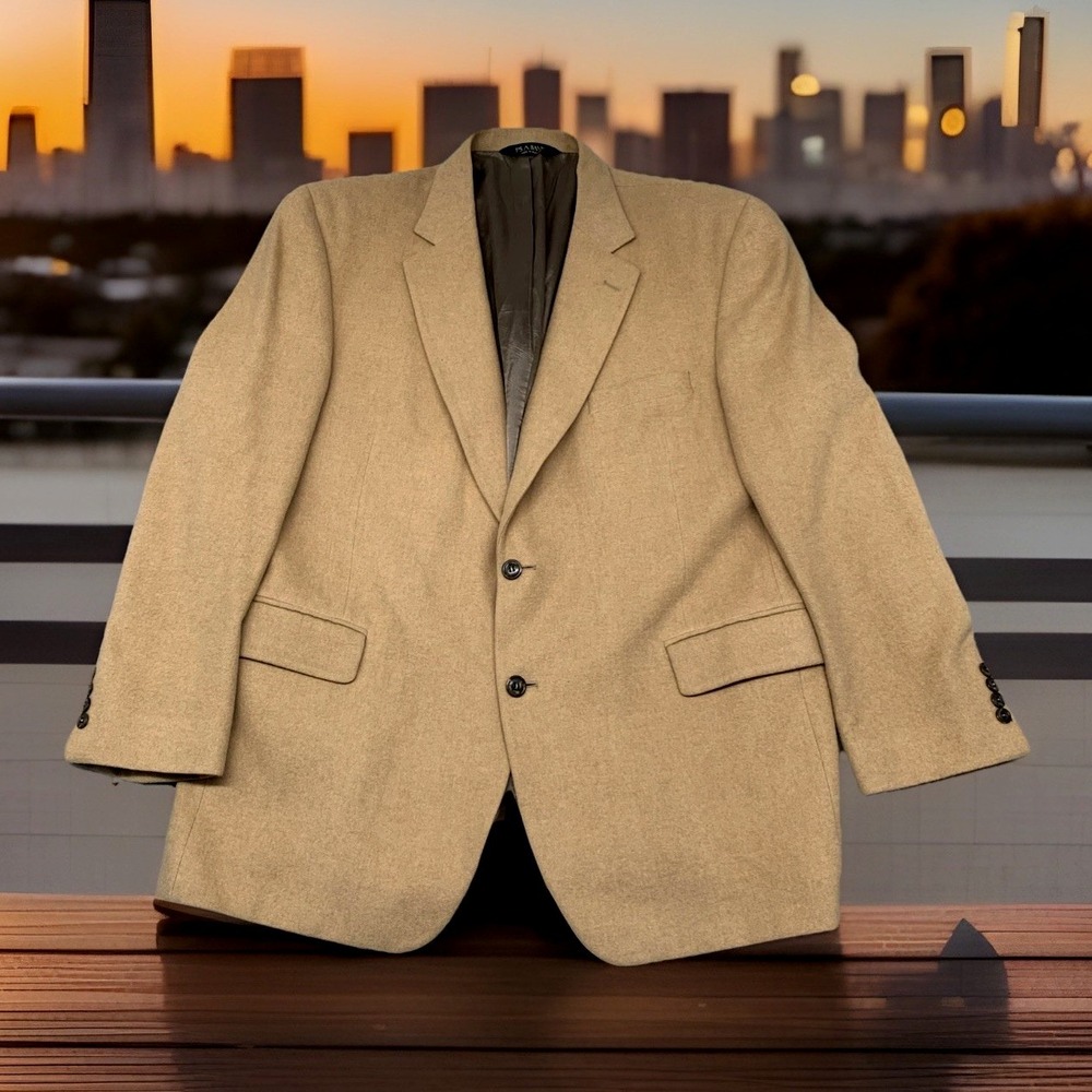 Jos A Bank Sport Coat Mens 46R Tan Beige Camel Hair Jacket Lined Single Vent